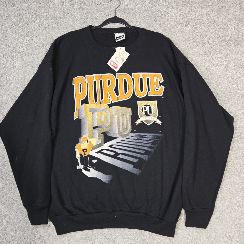 Vintage 90s Purdue university Tultex Sweatshirt Men 2XL Boilermakers graphic NEW